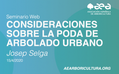 AMPLIACIÓN DE PLAZAS SEMINARIO WEB: CONSIDERACIONES SOBRE LA PODA DE ARBOLADO URBANO. JOSEP SELGA – 15/04/2020